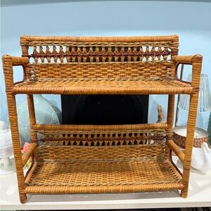 Wicker Rattan Display Shelves for vintage boho grandma Decor